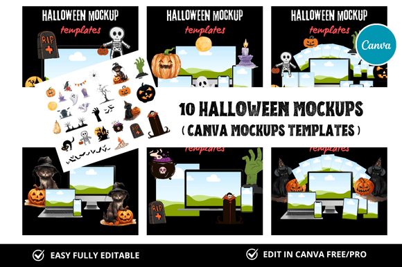 10 Halloween Mockup Templates for Instant Download