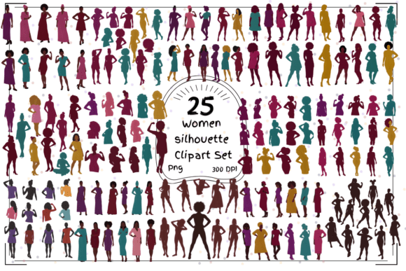 25 Women Silhouette Clipart Set: Designs for Every Creator