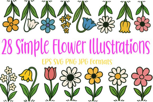 28 Simple Flowers Floral Sketch Clipart: Elevate Your Creative Projects