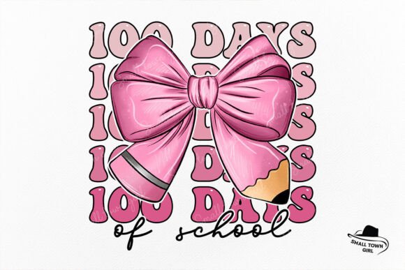 Celebrate Milestones with the Pink 100 Days of School Pencil Bow PNG