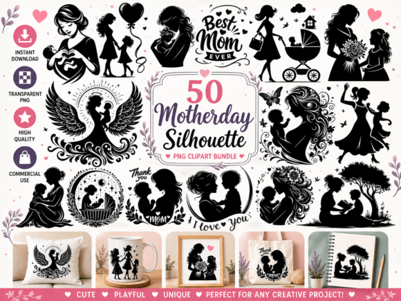 Celebrate Mom: 50 Mother’s Day Silhouette Clipart Ideas