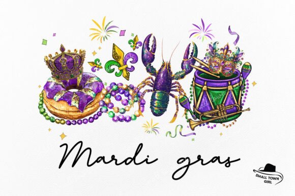 Mardi Gras Vibes Crawfish King Cake Drum: Festive Design Energy