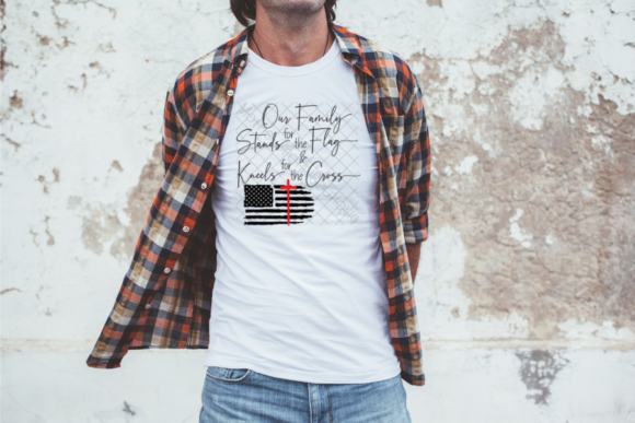 Our Family Stands Flag Kneels Cross SVG: A Design Asset for Meaningful Projects