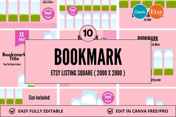 Streamline Your Etsy Shop with Bookmark Square Canva Mockups