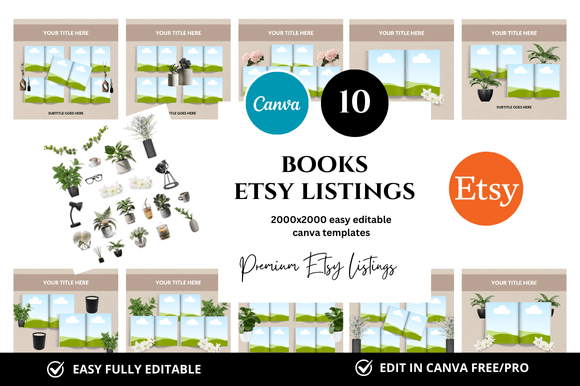 Transform Your Etsy Shop with 10 Books Premium Mockups