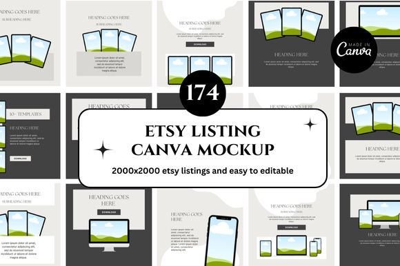 Transform Your Etsy Shop with 174 Canva Mockups
